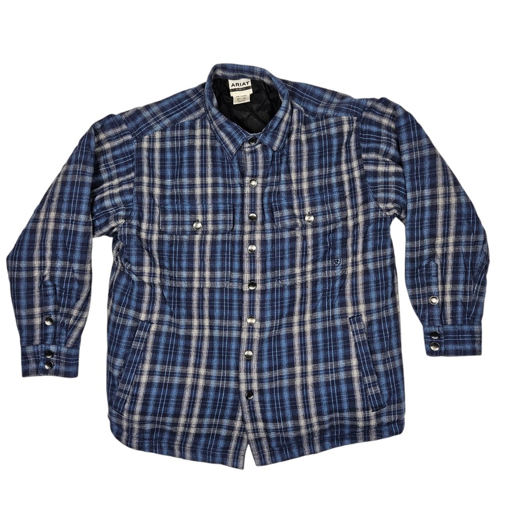 Ariat Hanley (Mens 2XL) Button Flannel Shirt Jacket Quilted Plaid Western Cowboy